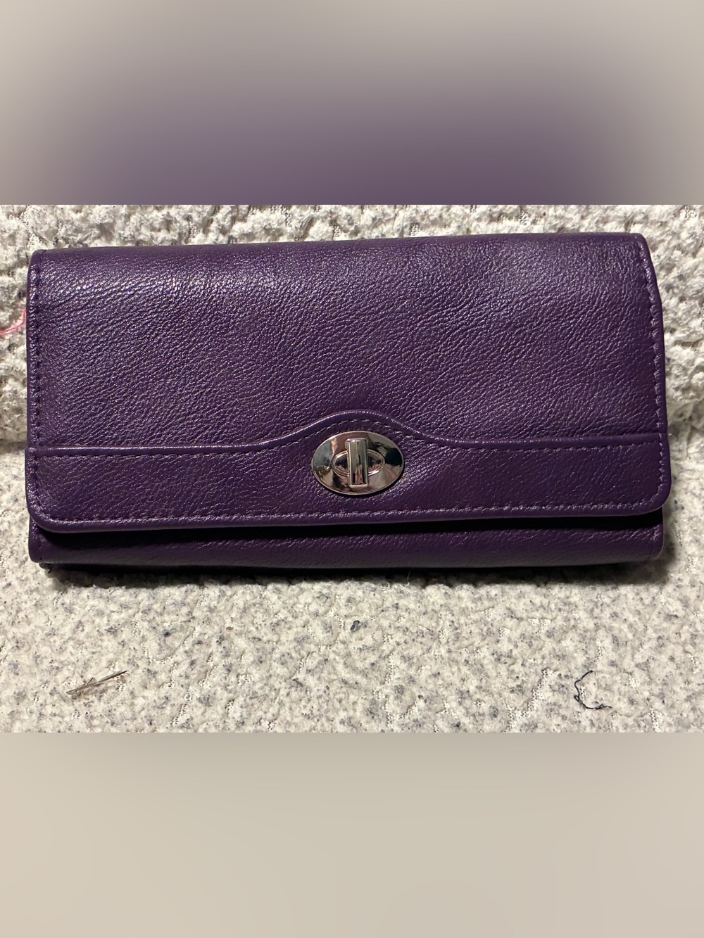 mundi Purple Leather Clutch Wallet, lots of space for cards, coupons, cash,